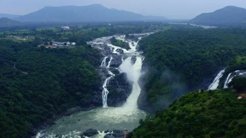 Front view of a waterfall in Tropical evergreen forest Stock Footage 141704535