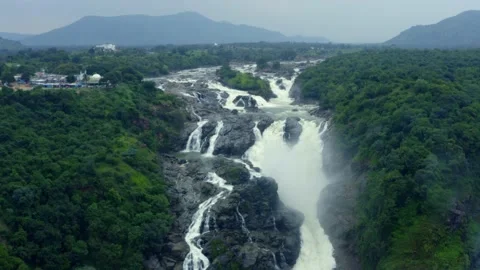 Front view of a waterfall in Tropical evergreen forest Stock Footage 141708378