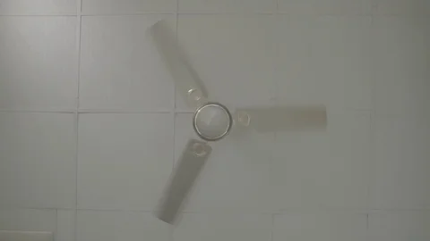 Front View of White Ceiling Fan - Shot on Sony FS7 Stock Footage 91173097