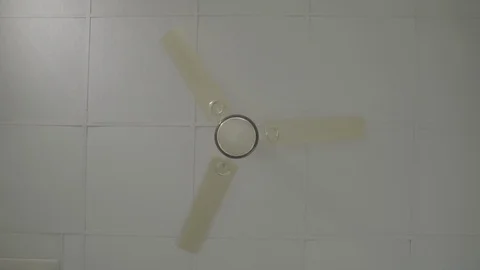 Front View of White Ceiling Fan - Shot on Sony FS7 Stock Footage 91173463