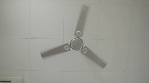 Front View of White Ceiling Fan - Shot on Sony FS7 스톡 동영상 91174035