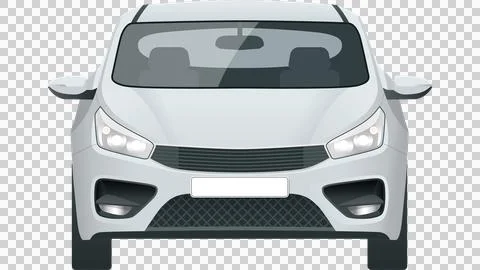 Front View White Hatchback Car Illustration Vector Graphic Stock Illustration
