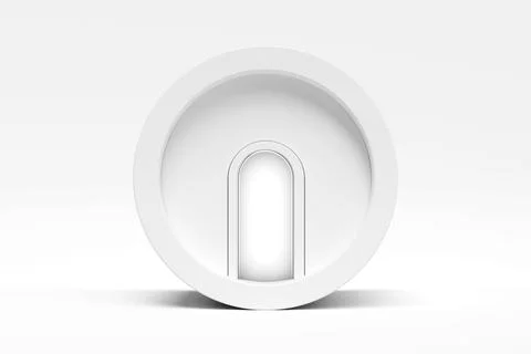 Front view of white house circle shape with entrance on white background. Stock Illustration