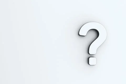 Front view of white question mark on white wall background. Stock Illustration