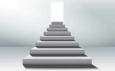 Front view white staircase in white room Stock Illustration