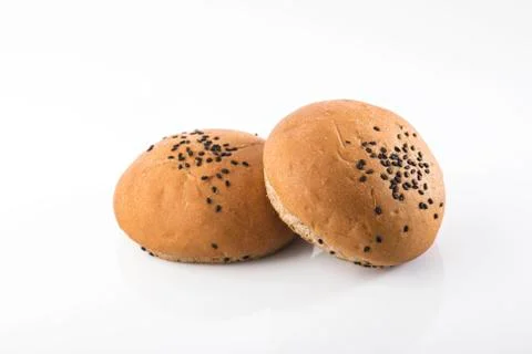 Front View of Whole Wheat Bun Isolated on White Background Shot in Studio Stock Photos
