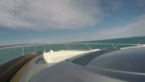 Front view of a yacht navigating fast. Stock Footage 84899517