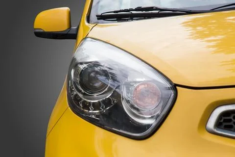 Front view yellow car Stock Photos