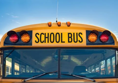 Front view of yellow school bus Stock Photos