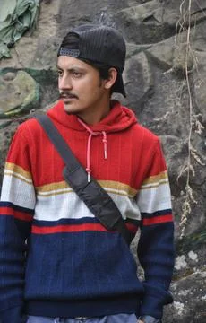 Front view of a young guy with wearing cap backwards Stock Photos