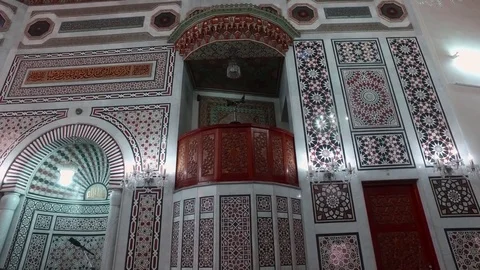 Front wall. Direction for prayer in the Arab Mosque. Stock Footage 76569565