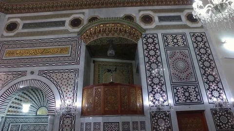 Front wall. Direction for prayer in the Arab Mosque. Stock Footage 76631832