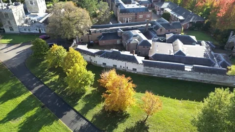 Front walls of a large school Stock Footage 255446989