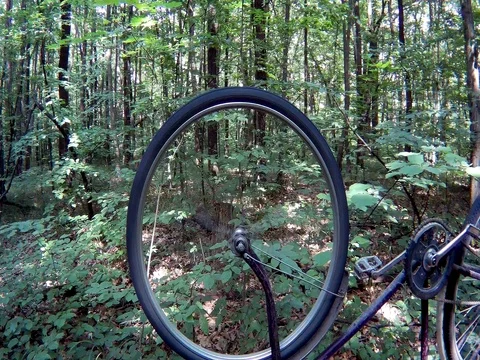 Front wheel of a bicycle in motion Stock Footage 90904946
