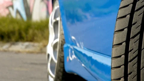 The front wheel of the car 스톡 동영상 129111272