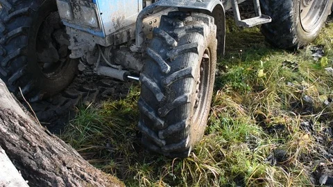 Front wheel of the tractor Stock Footage 118904289