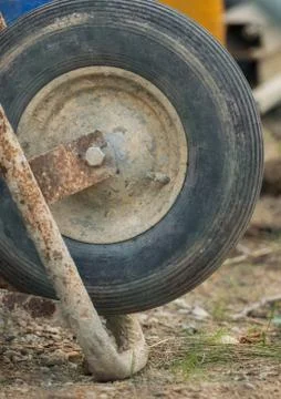 Front wheel of a wheelbarrow Foto stock