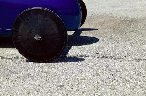 Front wheels of a soap box derby car Foto stock