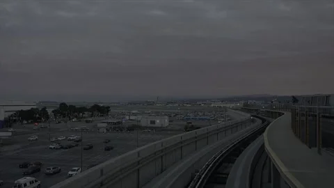 Front Window View from SFO AirTrain Automated People Mover at San Francisco Stock Footage 328695538