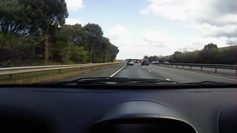 Front windscreen driving in the slow lane Stock Footage 247561310