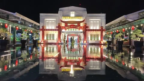 The front yard of the train station in Yogyakarta with Chinese New Year Stock Footage 337506025
