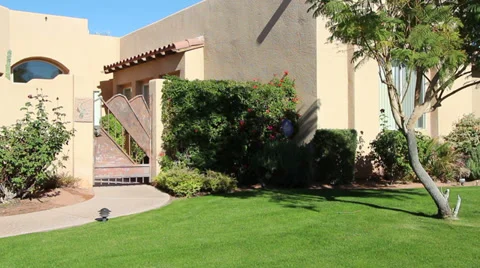 Front Yard of Vacation Home in Palm Desert (near Palm Springs) Stock Footage 33736036