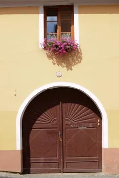Frontage of old house Foto stock