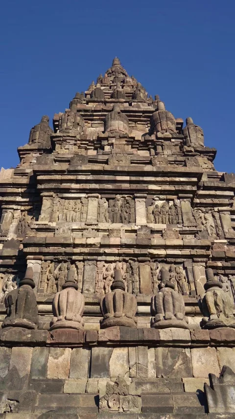 Frontal close view showcases the carved entrance, symmetrical facade, and o.. Stock Footage 341544884