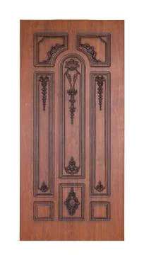 Frontal image of a closed door isolated on white Stock Photos