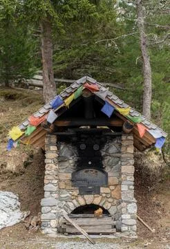 Frontal shot of bread baking oven made of stones Stock Photos