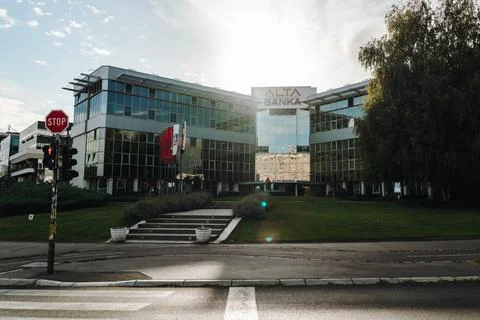 Frontal view of the Alta Banka office Stock Photos