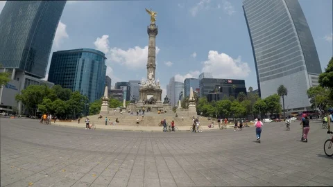 Frontal view of the Angel of Independence. Stock Footage 114003462