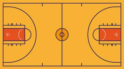Frontal view of basket or basketball field. Geometric and flat. Stock Illustration
