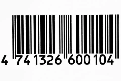 Frontal view black barcode in white paper texture background Stock Photos