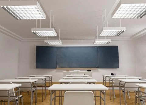 Frontal view of a Classroom Stock Illustration
