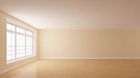 Frontal View of the Mockup Interior with Beige Plastered Walls Stock Illustration