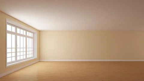 Frontal View of the Mockup Interior with Beige Plastered Walls Stock Illustration