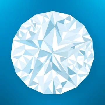 Frontal view of regular diamond with reflections. Stock Illustration