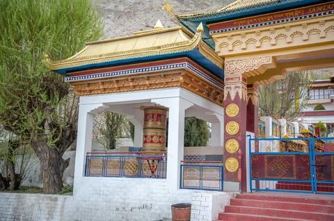 Frontal View of Samstanling Monastery, Ladakh Stock Photos