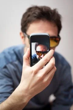 Frontal view of selfie Stock Photos