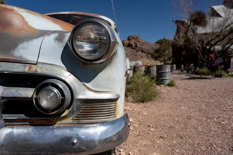 Frontend Close-Up of Rusty Old Car Stock Photos