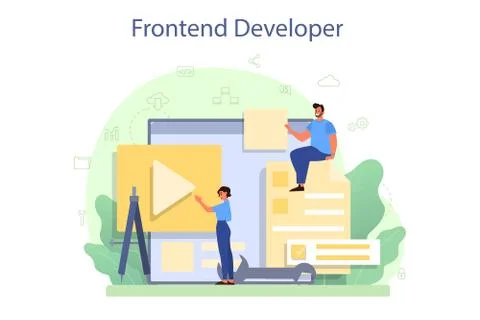 Frontend developer concept. Website interface design improvement Stockillustratie