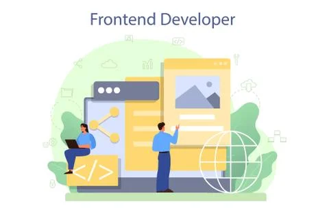 Frontend developer concept. Website interface design improvement イラスト素材
