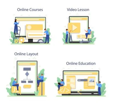 Frontend developer online service or platform set. Website Stock Illustration