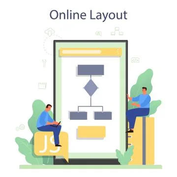 Frontend developer online service or platform. Website interface 스톡 일러스트