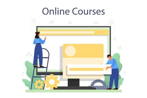 Frontend developer online service or platform. Website interface 스톡 일러스트