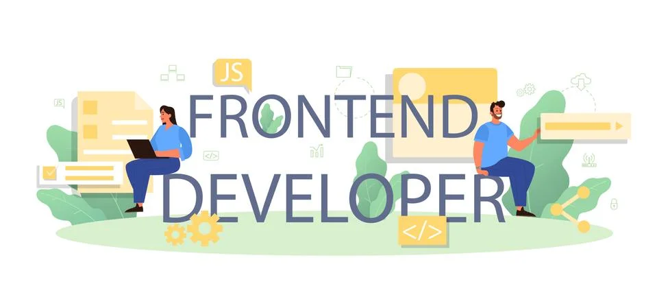 Frontend developer typographic header. Website interface design 스톡 일러스트