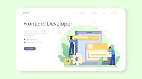 Frontend developer web banner or landing page. Website Stock Illustration