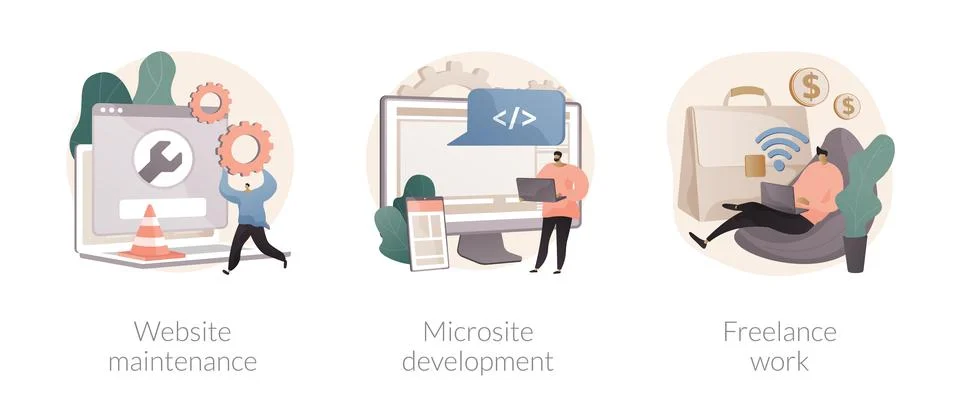 Frontend development abstract concept vector illustrations. Illustrazione stock