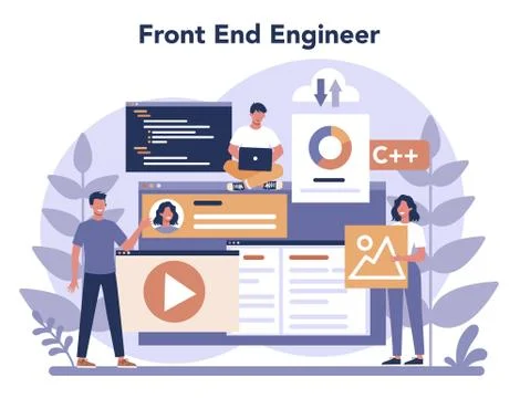 Frontend development concept. Website interface design improvement. Stockillustratie